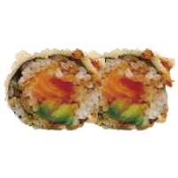 Roll de Rebozado,Salmón, Aguacate y Mayonesa,Salsa de la casa